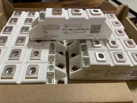 SKKT106/16E 1600V 106A Dual Thyristor Module Low VF 1.35V 2.4kA Surge AlN Ceramic Base Pressure Contacten SEMIPACK1 Geïsoleerd UL Gecertificeerd voor zachte starters en aandrijvingen