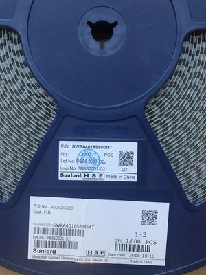 SWPA4018S680MT 68μH Vermogensinductor 4x4.8mm 3.2A Verzadigingsstroom 90mΩ DCR, -40°C~+125°C Metaallegering Kern