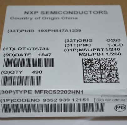 MFRC52202HN1 13,56 MHz RFID/NFC-lezer IC met ISO 14443A/MIFARE-ondersteuning SPI/I2C/UART-interfaces, 10 cm bereik, energiebesparende modus, anti-botsing en compact HVQFN32-pakket voor beveiligde toegangssystemen
