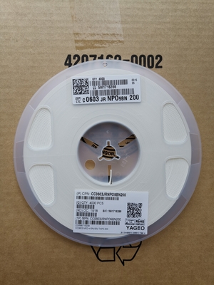 CC0603JRNPO0BN200 Ideaal 200pF NPO-capacitor voor hoogfrequente schakelingen 0603 Grootte Ultra-stabiel Lage ESR Hoge Q-factor Precisiewaarde Superieure prestaties RoHS-conform