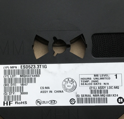 ESD5Z3.3T1G 3.3V Clamping SOD-523 Package <1pF Capaciteit Bi-directionele IEC 61000-4-2 Level 4 (30kV), ESD-bescherming High-Speed Data Line Defensie Ideaal voor draagbare elektronica