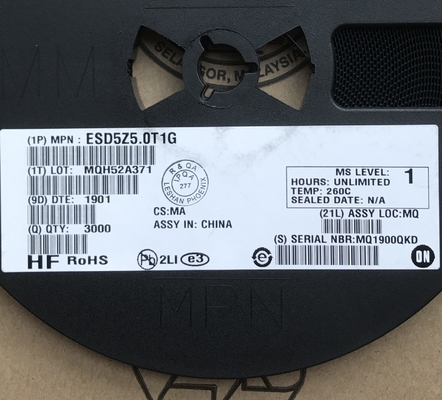 Bescherm hogesnelheidsgegevenslijnen met de ESD5Z3.3T1G 3.3V eenrichtingsclamping ultralage capaciteit en reactie onder de nanoseconde in een miniatuur SOD-523-pakket