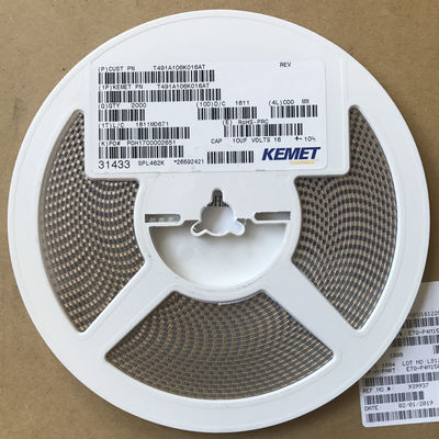 T491A106K016AT 10μF Tantalumcapacitor 16V, ±10% Tol Laag ESR AEC-Q200 Kwalificeerd -55°C tot +125°C Bereik 125°C High Temperating Rating Tape and Reel Halogenvrij