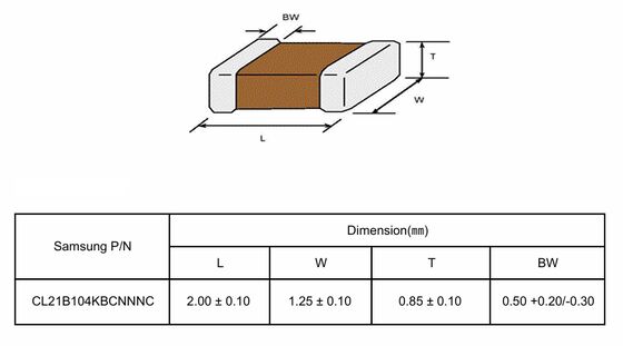 Compact 1206 X7R MLCC 0.1μF Capaciteit 50V Hoogspanningsrating Stabiele temperatuur Prestaties Lage ESR/ESL Miniatuurgrootte Hoge betrouwbaarheid Ideaal voor het filteren van elektriciteitsleidingen en industriële ontkoppeling