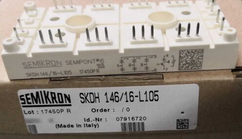 SKDH116/16-L105 1600V 116A IGBT Module 3-Fase Brug Boost Chopper Geïntegreerde NTC Hoge Stroompiek 950A SEMIPONT6 Pakket Press-In Pin UL Gecertificeerd voor UPS en Aandrijvingen