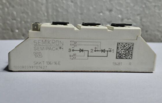 SKKT106/16E 1600V 106A Dual Thyristor Module Low VF 1.35V 2.4kA Surge AlN Ceramic Base Pressure Contacten SEMIPACK1 Geïsoleerd UL Gecertificeerd voor zachte starters en aandrijvingen