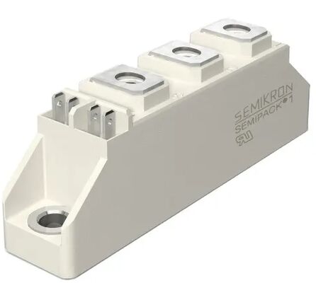 SKKT107B16E 1600V 107A Dubbele Thyristor Module Lage VF 1.35V 2.4kA Surge AlN Keramische Basis Drukcontacten SEMIPACK1 Geïsoleerd UL Gecertificeerd voor Soft Starters en Drives